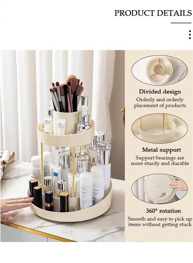 Beauenty 2 Tier Rotating Makeup Organizer,360° Spinning Storage Case,Large Capacity Bathroom Countertop Organizer, Cosmetic Storage & Bathroom Organizer for Skincare, Perfume, Beauty, Make up, Lipstick, Brushes - Image 2