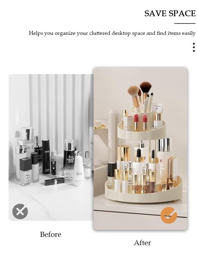 Beauenty 2 Tier Rotating Makeup Organizer,360° Spinning Storage Case,Large Capacity Bathroom Countertop Organizer, Cosmetic Storage & Bathroom Organizer for Skincare, Perfume, Beauty, Make up, Lipstick, Brushes - Image 4