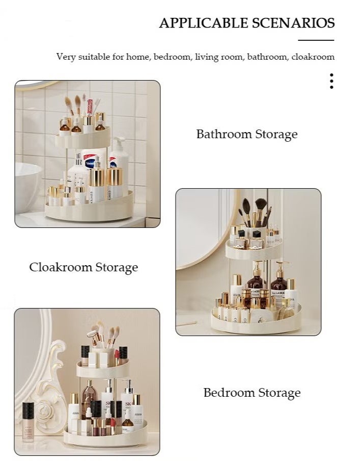 Beauenty 2 Tier Rotating Makeup Organizer,360° Spinning Storage Case,Large Capacity Bathroom Countertop Organizer, Cosmetic Storage & Bathroom Organizer for Skincare, Perfume, Beauty, Make up, Lipstick, Brushes - Image 5