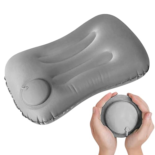 Homeaura Inflatable Travel Pillow - Ultralight Camping Pillow for Lumbar Support - Compressible Neck Pillow for Camping, Hiking, and Travel (Grey) - Image 1