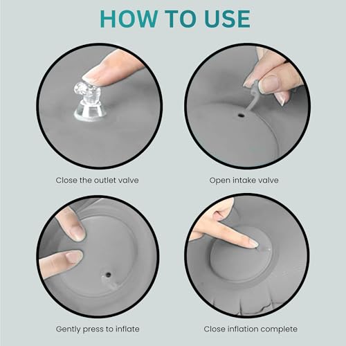 Homeaura Inflatable Travel Pillow - Ultralight Camping Pillow for Lumbar Support - Compressible Neck Pillow for Camping, Hiking, and Travel (Grey) - Image 4