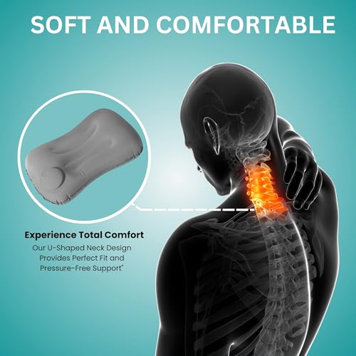 Homeaura Inflatable Travel Pillow - Ultralight Camping Pillow for Lumbar Support - Compressible Neck Pillow for Camping, Hiking, and Travel (Grey) - Image 5