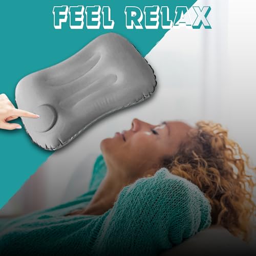 Homeaura Inflatable Travel Pillow - Ultralight Camping Pillow for Lumbar Support - Compressible Neck Pillow for Camping, Hiking, and Travel (Grey) - Image 3