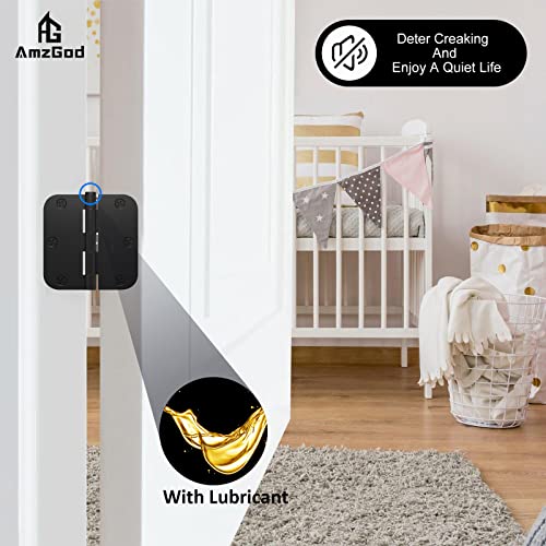AmzGod Door Hinges Matte Black - 12 Pack Black Door Hinges 3.5 Inch Rounded Interior Door Hinge with 5/8" Radius Corners - Black Hinges for Doors 3 1/2 Inches Flat Iron Residential Door Hardware - Image 2