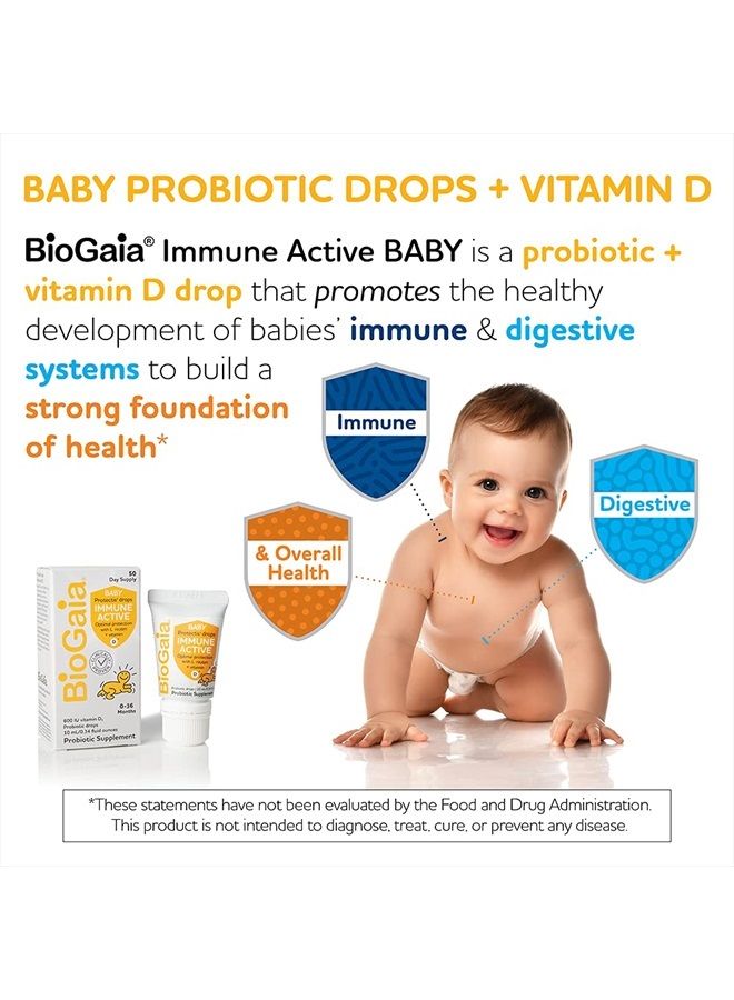 BioGaia Immune Active Probiotic + Vitamin D Drops for Infants & Toddlers | Promotes Healthy Immune & Digestive Systems | Baby Probiotic Drops & Toddler Probiotic | 50 Day Supply - Image 2
