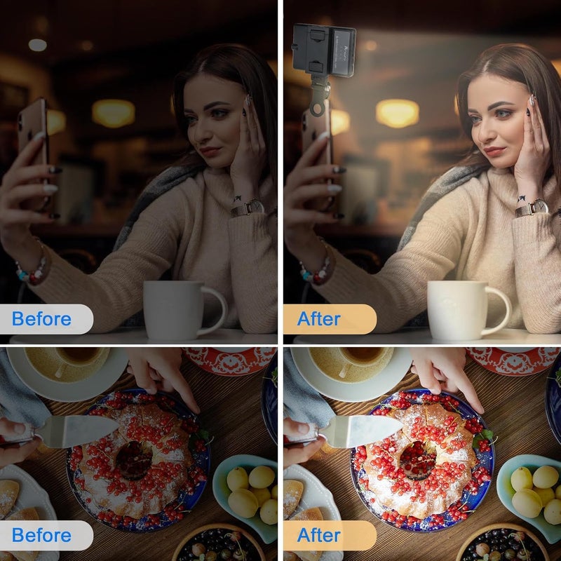 Selfie Mobile Phone with Clip Holder 3 Light Modes Video Light 3000K-9900K Color Temperature Brightness Adjustable 2000 mAh Batteries for Phone/Tablet/Laptop, Zoom TikTok Live Streaming (U160) - Image 4