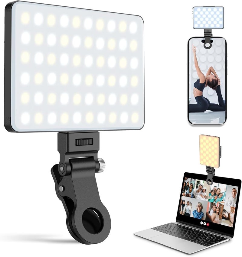 Selfie Mobile Phone with Clip Holder 3 Light Modes Video Light 3000K-9900K Color Temperature Brightness Adjustable 2000 mAh Batteries for Phone/Tablet/Laptop, Zoom TikTok Live Streaming (U160) - Image 1
