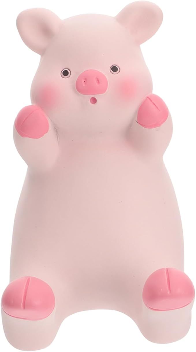 Resin Piggy Phone Stand Pink 4.8x7.4CM Compact Home Desk Decor - Image 1