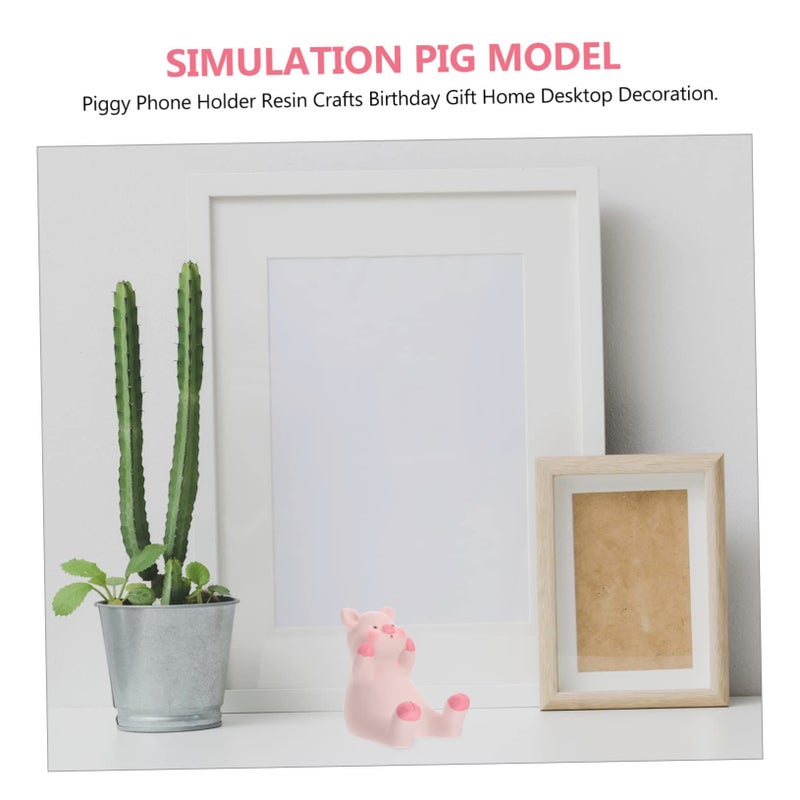Resin Piggy Phone Stand Pink 4.8x7.4CM Compact Home Desk Decor - Image 5
