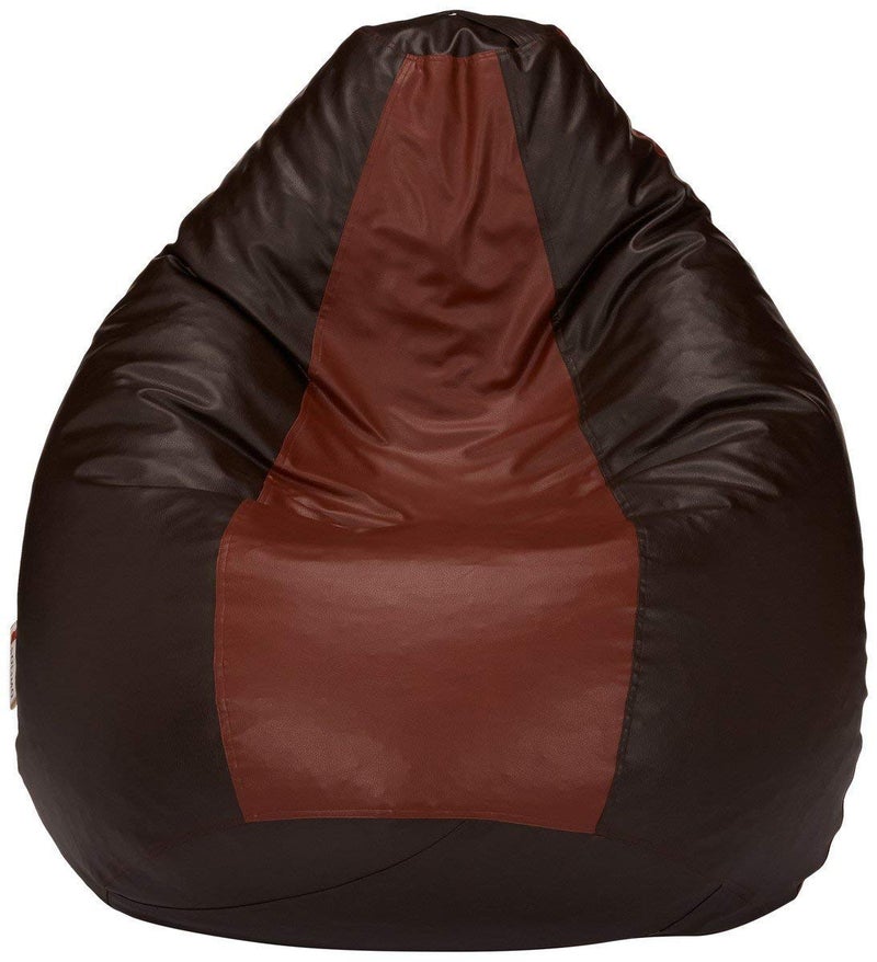 Generic LEXAVI Brand XXXL Combo Prefilled Bean Bag with FootStool Filled with Beans Tan Brown  - Image 2