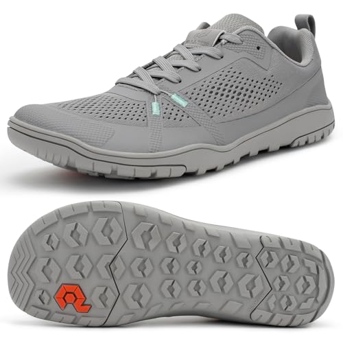 Pulltop Barefoot Trail Running Shoes for Men - Wide Toe Box | Zero Drop Sole | Minimalist Cross-Training Shoes Medium Grey Size 10 - Image 1