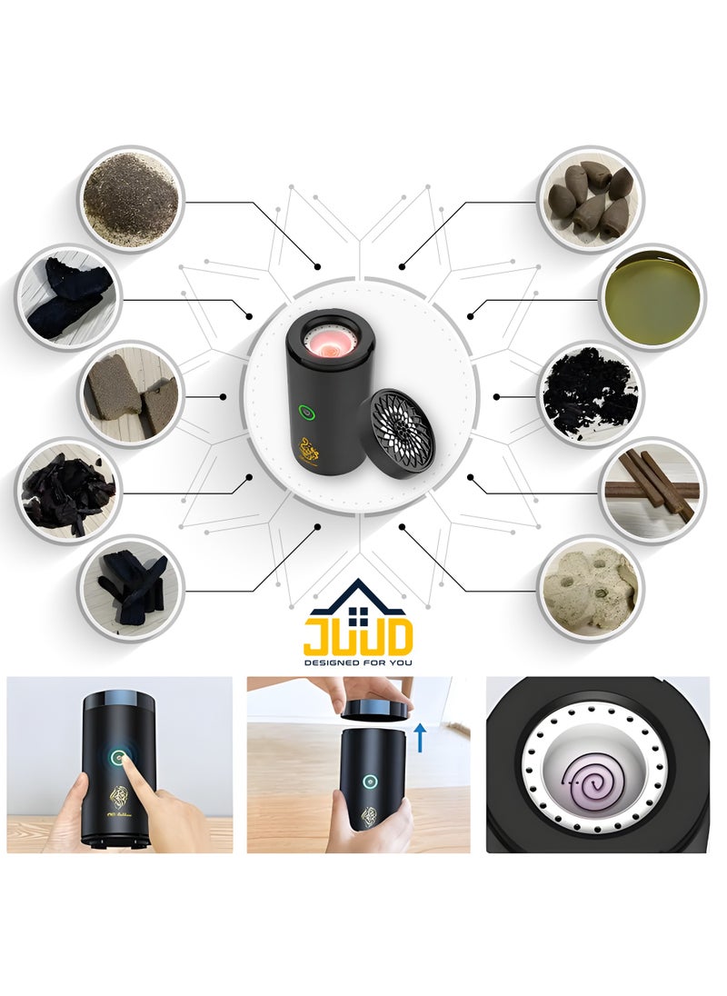 Juud - Juud Portable Electronic Incense Burner With USB Rechargeable Arabian Bakhoor Burner for Home Car and Personal Use-Multipurpose Aroma Diffuser-Fragrance Aromatherapy Ideal for Muslim Ramadan & Daily Use - Image 1