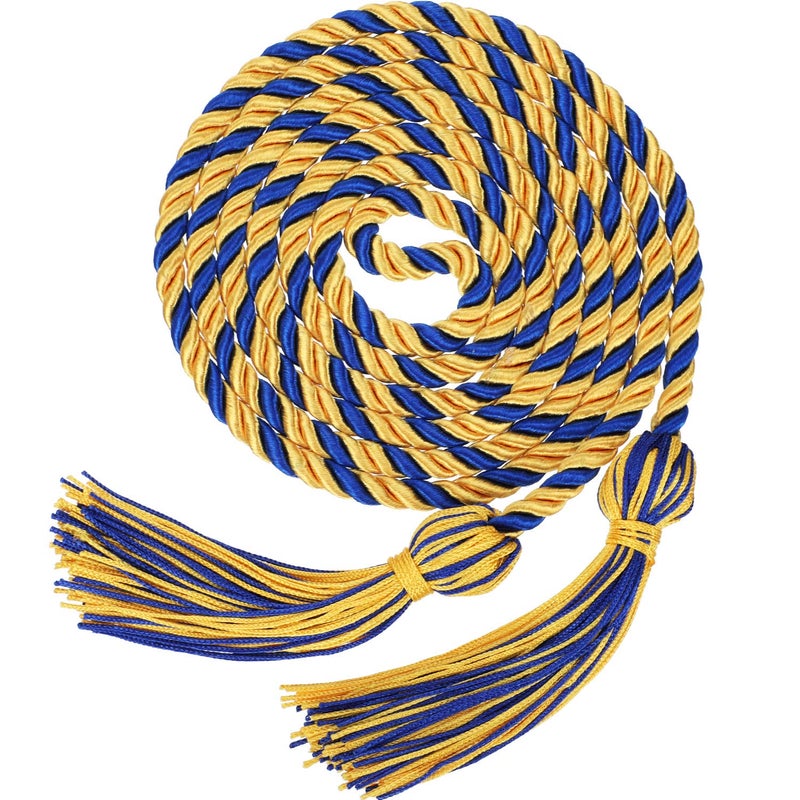TecUnite Graduation Cords Honor 2025 Polyester Yarn Honor Cord with Tassels for Bachelor Gown for 2025 Graduation StudentsGold with Blue