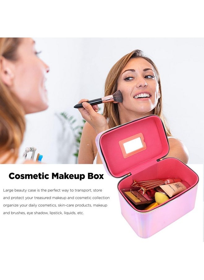 NFI essentials NFI essentials Makeup Box Cosmetic Box Jewellery Bridal Box Trousseau Box Vanity Beauty Case with Mirror Organizer for Wedding Makeup Bag for Bride Professional Train (Pink)  - Image 5