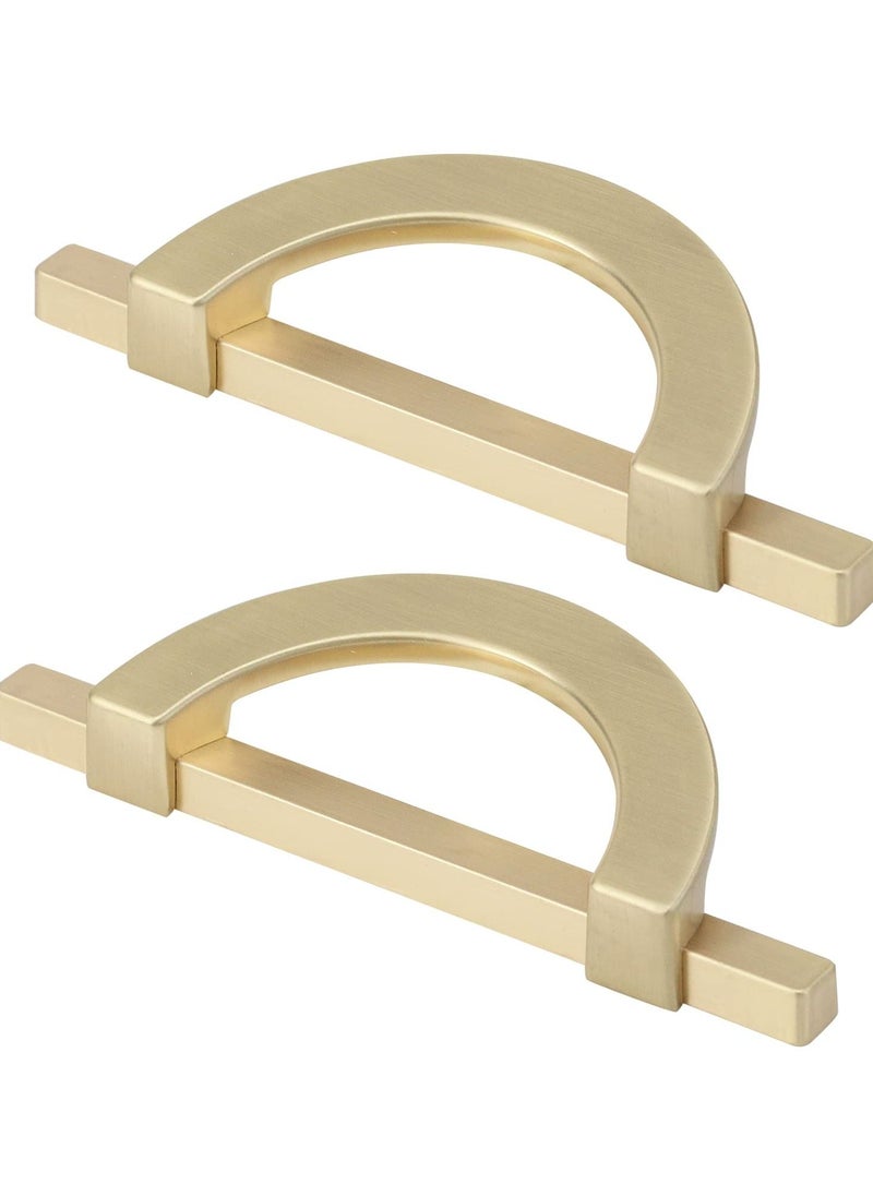 Excefore Brushed Gold Wardrobe Handles, Stylish Zinc Alloy Pulls - Includes Mounting Screws, L115mm/4.53" Length, Enhance Your Furniture with Stylish Furniture Handles(Set of 2)  - Image 1