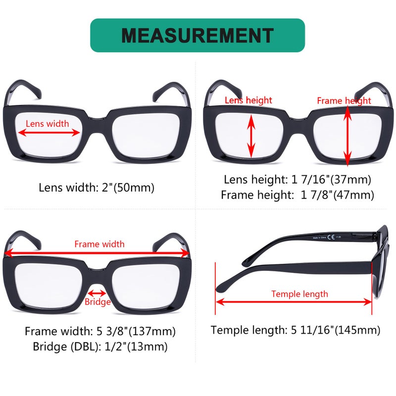 Eyekepper 4 Pack Ladies Reading Glasses - Stylish Oversized Square Readers for Women - Image 3