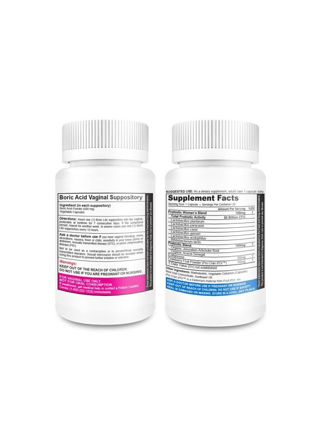 NutraBlast حزمة تحميلات حمض البوريك المهبلية مع البروبيوتيك المهبلية | تدعم التحكم في الروائح | صحة الجهاز الهضمي، المسالك البولية والصحة الحميمة | تعزز التوازن الصحي الحميم (30 عدداً) - Image 2