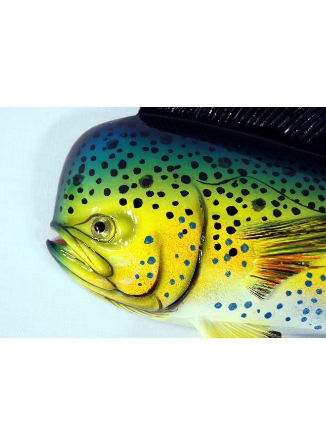 Lx XL Handpainted Green Dolphin Mahi Mahi Wall Plaque 18" x 6.1" - Image 3