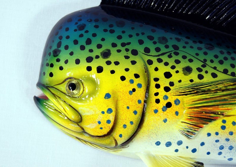 Lx XL Handpainted Green Dolphin Mahi Mahi Wall Plaque 18" x 6.1" - Image 2