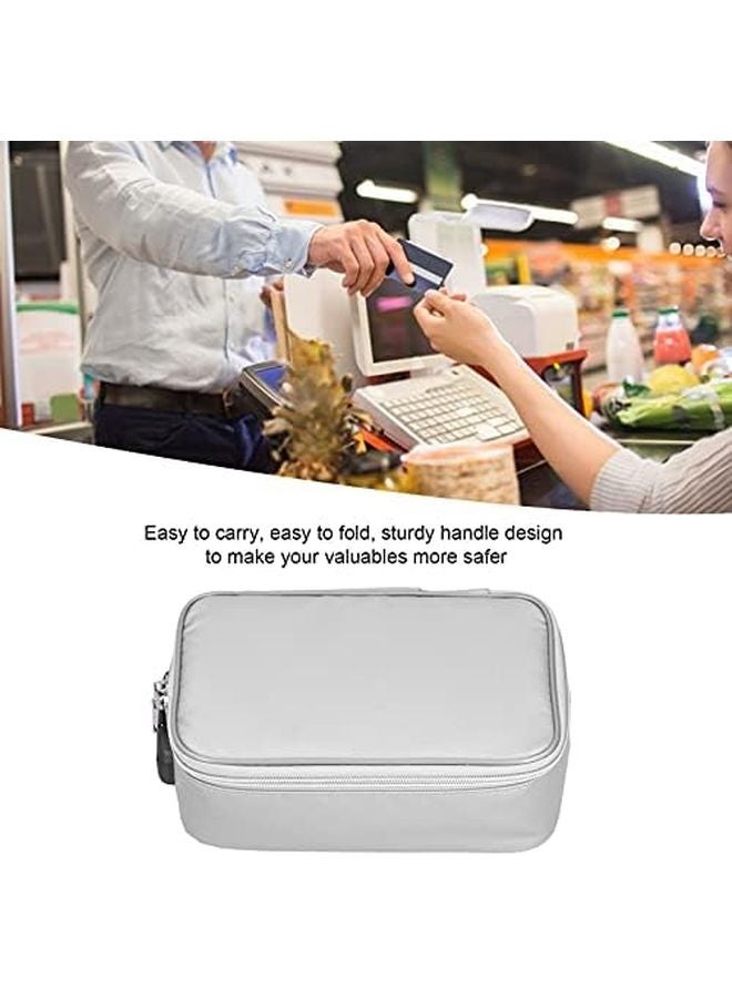 Fireproof And Waterproof Document Bag Multi Layer Secure Storage Pouch For Travel Office Silver - Image 4