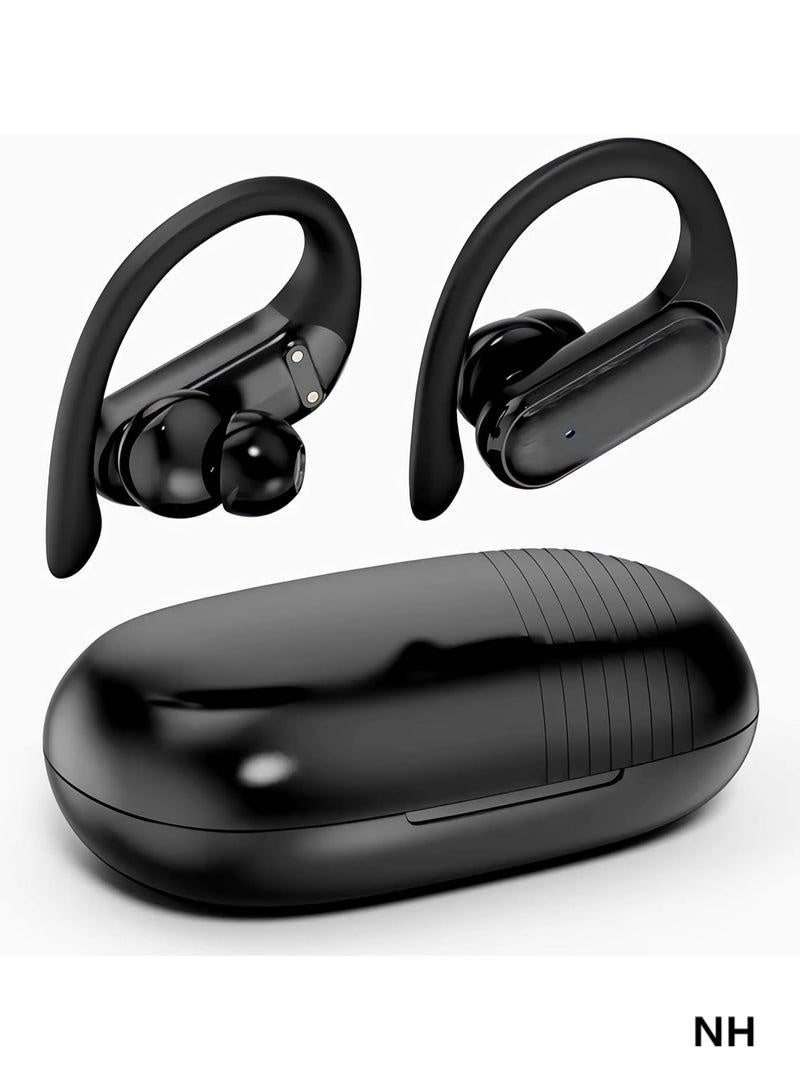 NH Wireless sports earphones | 7 hours of music playback | IPX7 waterproof | Earhook design | Battery indicator | Powerful bass | Suitable for TVs/phones/laptops | Black - Image 1