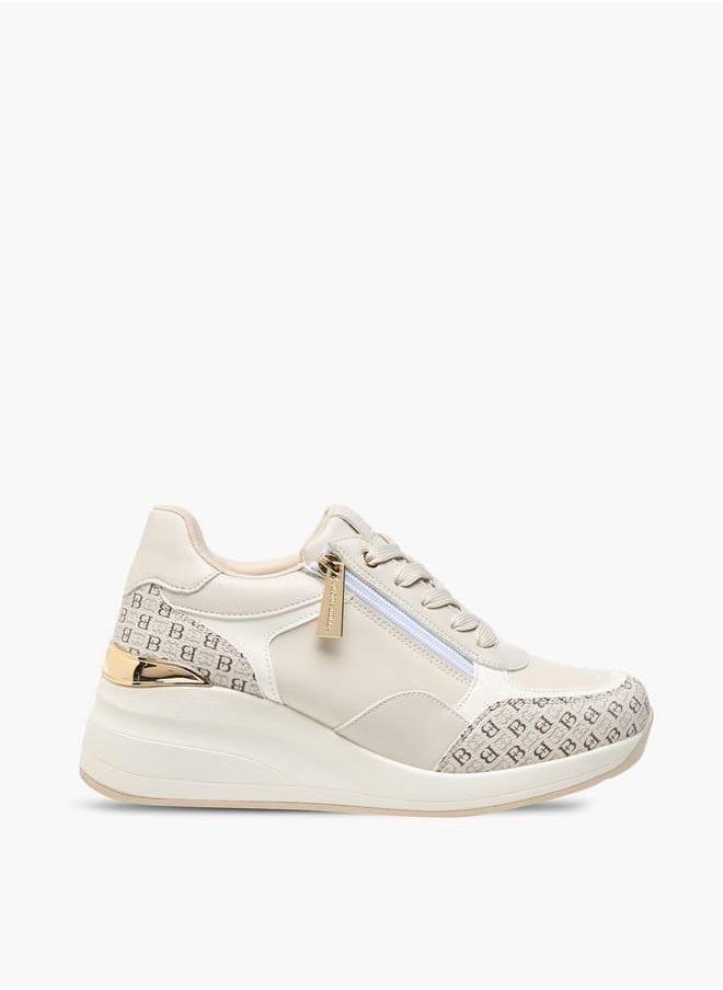 Flora Bella By Shoexpress - Womens Monogram Print Sneakers With Lace-Up Closure - Image 1