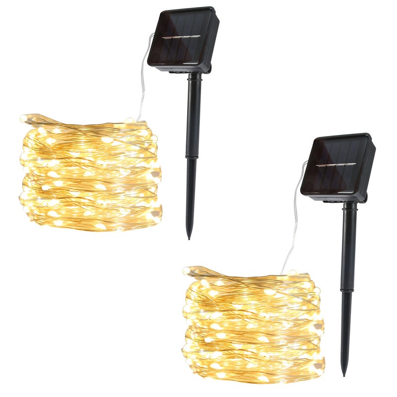 سلاسل أضواء شمسية LED داخل وخارج المنزل - سلاسل أضواء من سلك نحاسي ب7/12 مترًا - خيار لامب دافئ/ألوان أربعة - شريط ضوئي مرن - أضواء متلألئة للزينة المنزلية والاحتفالية - Image 2