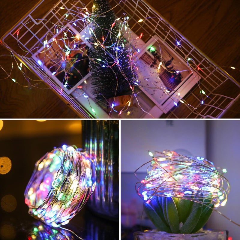 سلاسل أضواء شمسية LED داخل وخارج المنزل - سلاسل أضواء من سلك نحاسي ب7/12 مترًا - خيار لامب دافئ/ألوان أربعة - شريط ضوئي مرن - أضواء متلألئة للزينة المنزلية والاحتفالية - Image 5