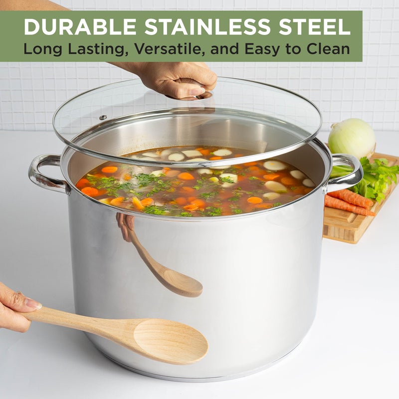 Ecolution Stainless Steel Stock Pot, Encapsulated Induction Ready Cooking Pot with Glass Lid, Oven Safe, Dishwasher Safe Soup Pot, 24-Quart - Image 2