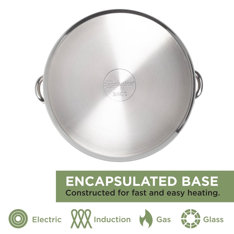 Ecolution Stainless Steel Stock Pot, Encapsulated Induction Ready Cooking Pot with Glass Lid, Oven Safe, Dishwasher Safe Soup Pot, 24-Quart - Image 5