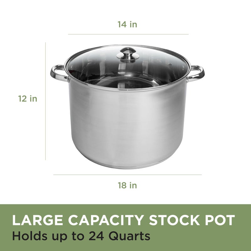 Ecolution Stainless Steel Stock Pot, Encapsulated Induction Ready Cooking Pot with Glass Lid, Oven Safe, Dishwasher Safe Soup Pot, 24-Quart - Image 4