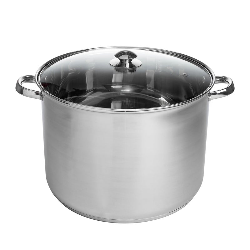 Ecolution Stainless Steel Stock Pot, Encapsulated Induction Ready Cooking Pot with Glass Lid, Oven Safe, Dishwasher Safe Soup Pot, 24-Quart - Image 1