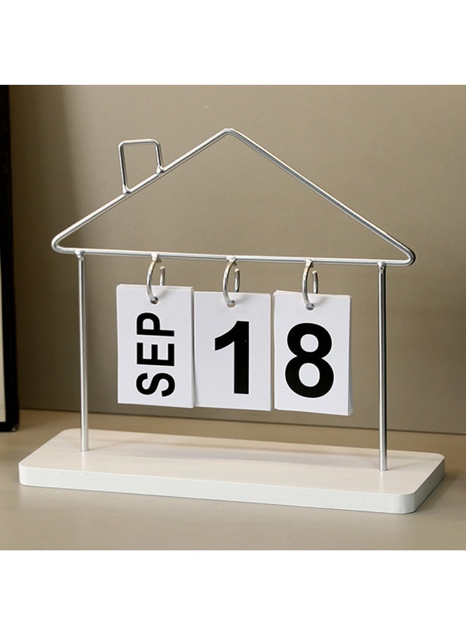 1pcs Nordic Minimalist And Creative Wooden Calendar Ornament ，Creative Small House Shape Desk Calendar Office Desktop Decoration Ornament - Image 2