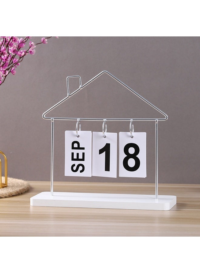 1pcs Nordic Minimalist And Creative Wooden Calendar Ornament ，Creative Small House Shape Desk Calendar Office Desktop Decoration Ornament - Image 1