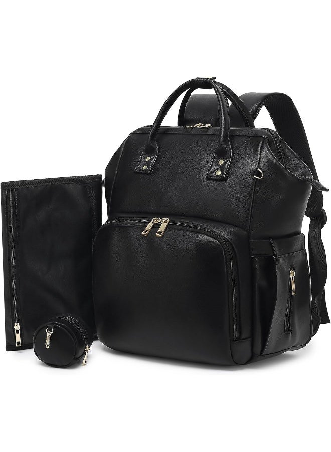 ROSEGIN Premium Vegan Leather Diaper Bag Backpack with Waterproof Changing Pad - Image 1