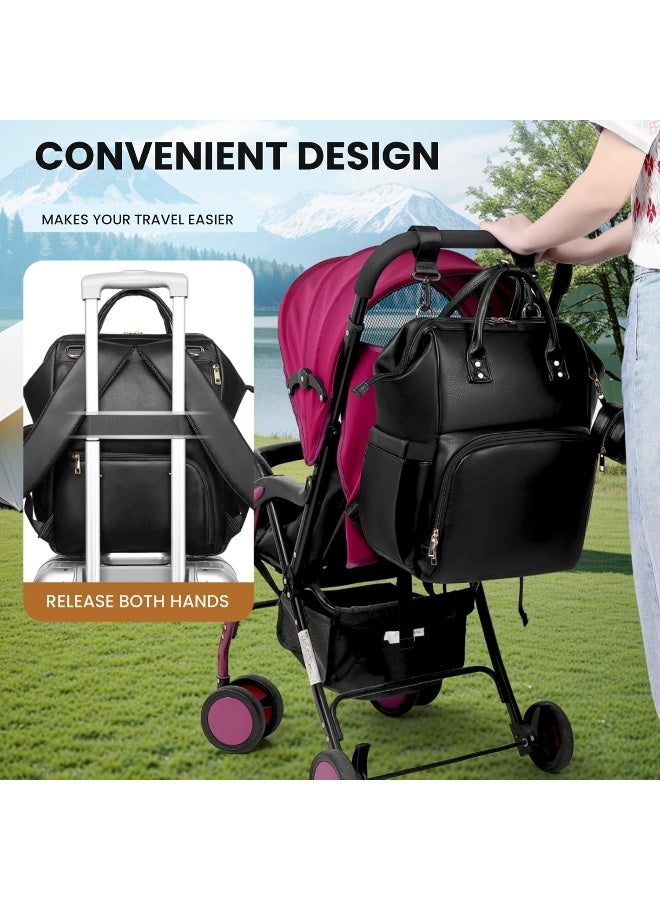 ROSEGIN Premium Vegan Leather Diaper Bag Backpack with Waterproof Changing Pad - Image 5