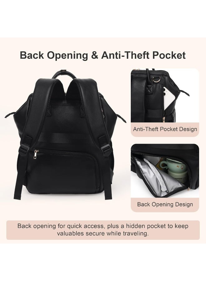 ROSEGIN Premium Vegan Leather Diaper Bag Backpack with Waterproof Changing Pad - Image 4