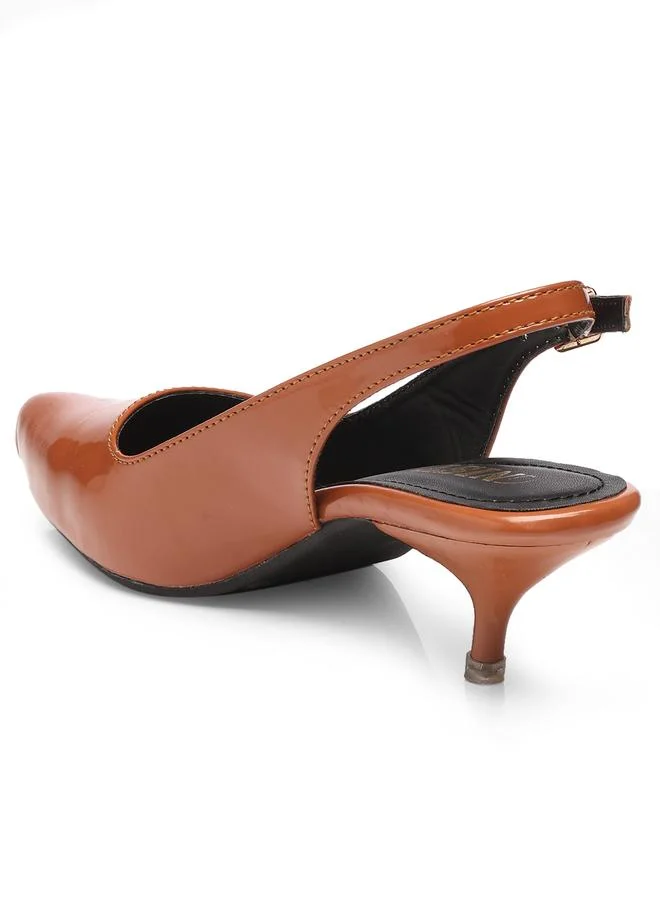 GNIST GNIST Plain Pointed Toe Kitten Heel Slingback Shoes