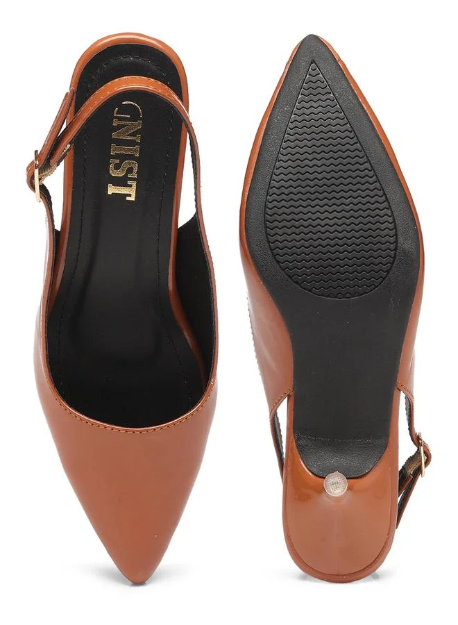 GNIST GNIST Plain Pointed Toe Kitten Heel Slingback Shoes