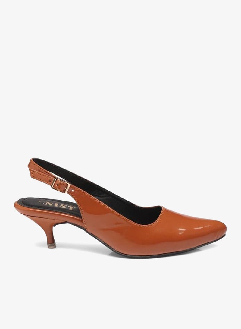 GNIST Plain Pointed Toe Kitten Heel Slingback Shoes - Image 5