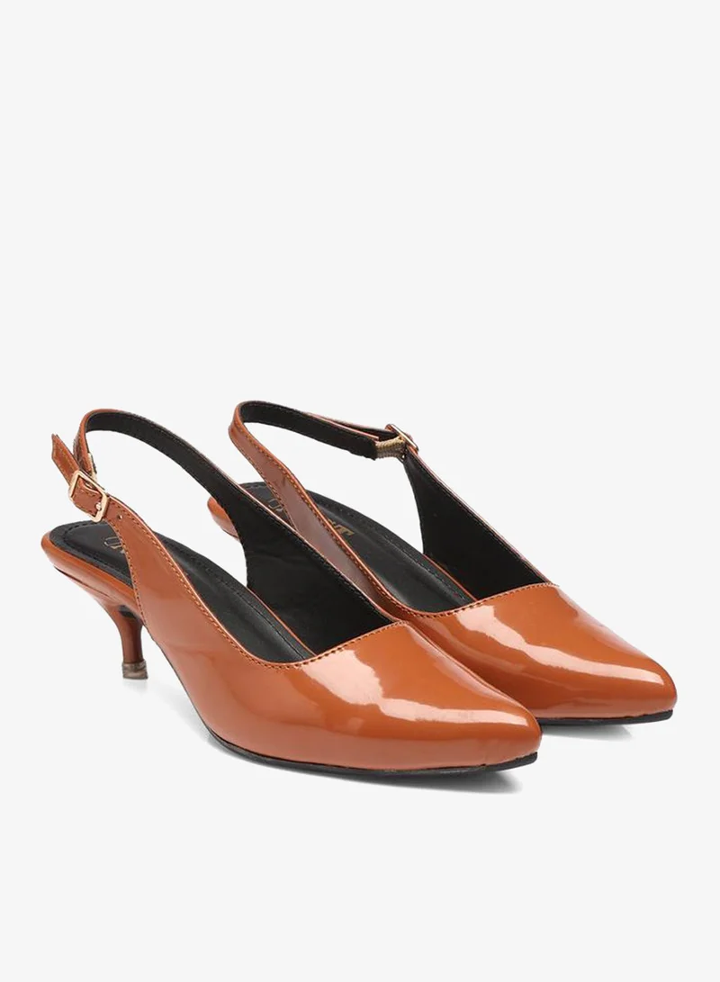GNIST GNIST Plain Pointed Toe Kitten Heel Slingback Shoes