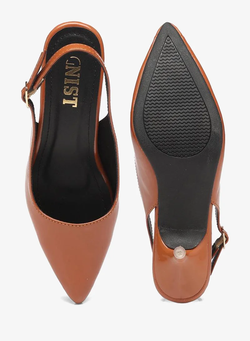 GNIST GNIST Plain Pointed Toe Kitten Heel Slingback Shoes