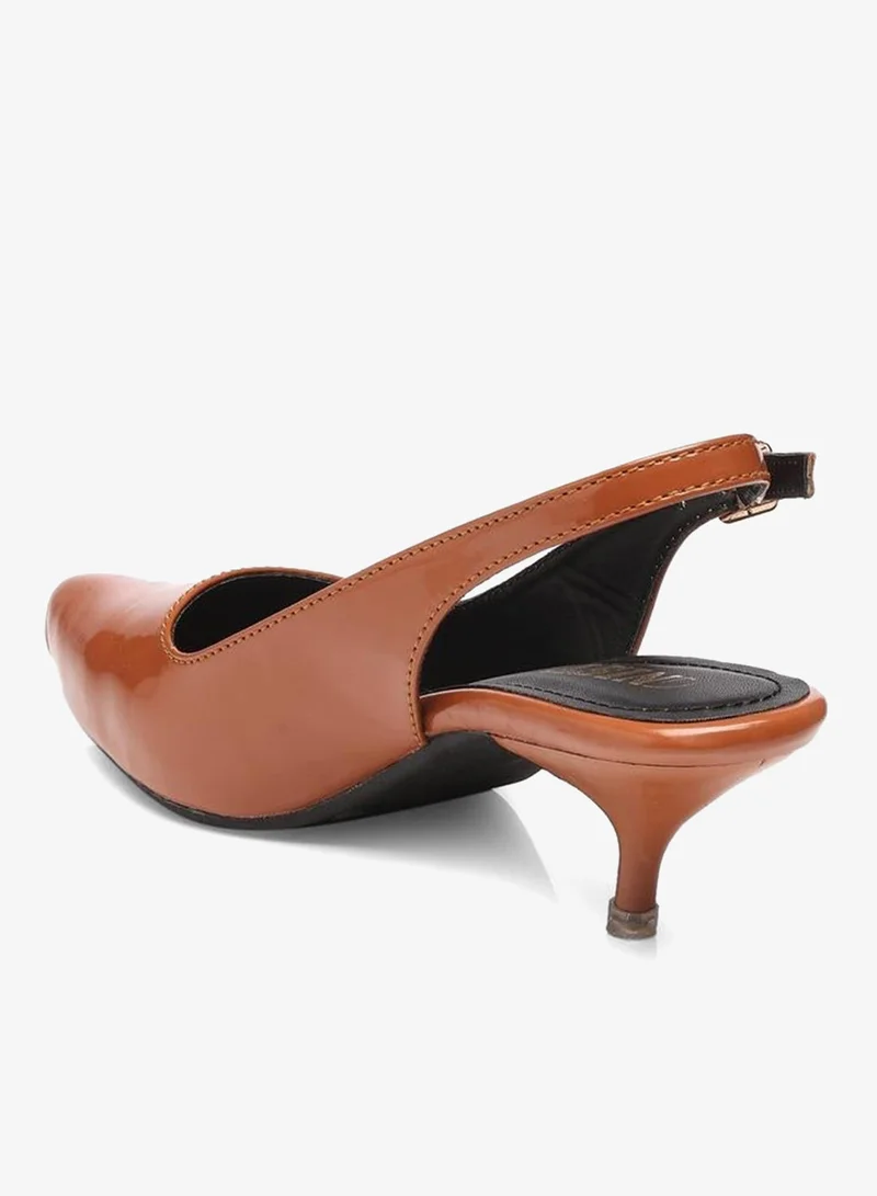GNIST GNIST Plain Pointed Toe Kitten Heel Slingback Shoes