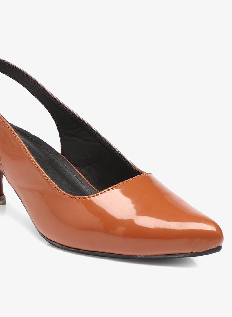 GNIST Plain Pointed Toe Kitten Heel Slingback Shoes - Image 3