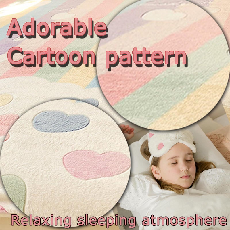 MorroMorn Fleece Twin Fitted Sheet Only, Super Soft Plush Bottom Sheet with 20" Deep Pocket, Pink Kawaii Cute for Girls Kids Teen College Dorm Back to School, No Pillowcases (Rainbow Love, Twin Size) - Image 4