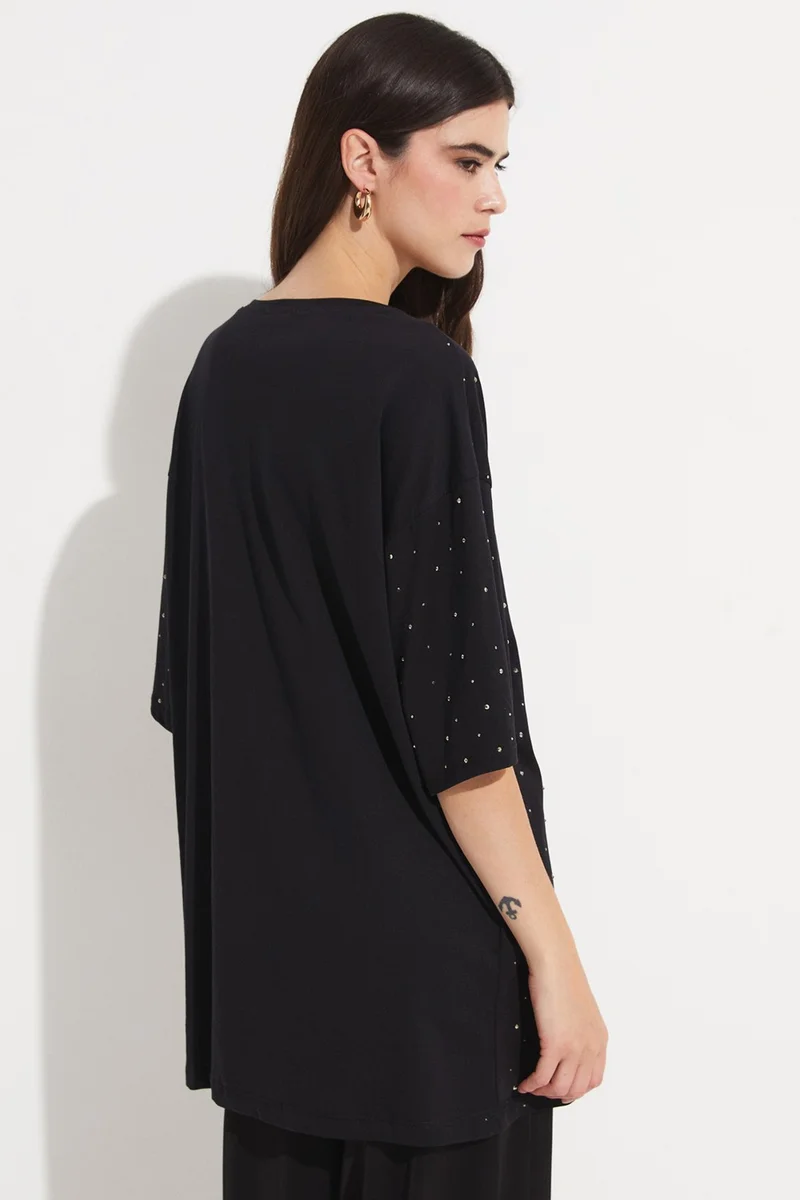 جون Women's Crew Neck Stone Detailed Oversize Cotton T-Shirt