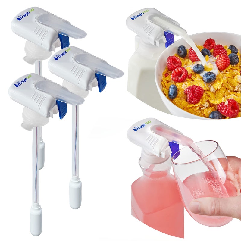 The Magic Tap Automatic Drink Dispenser - Hands-Free Beverage Dispenser for Fridge - Perfect for Milk, Juice - Gifts for Women & Men - 3 Pack, White - Image 1