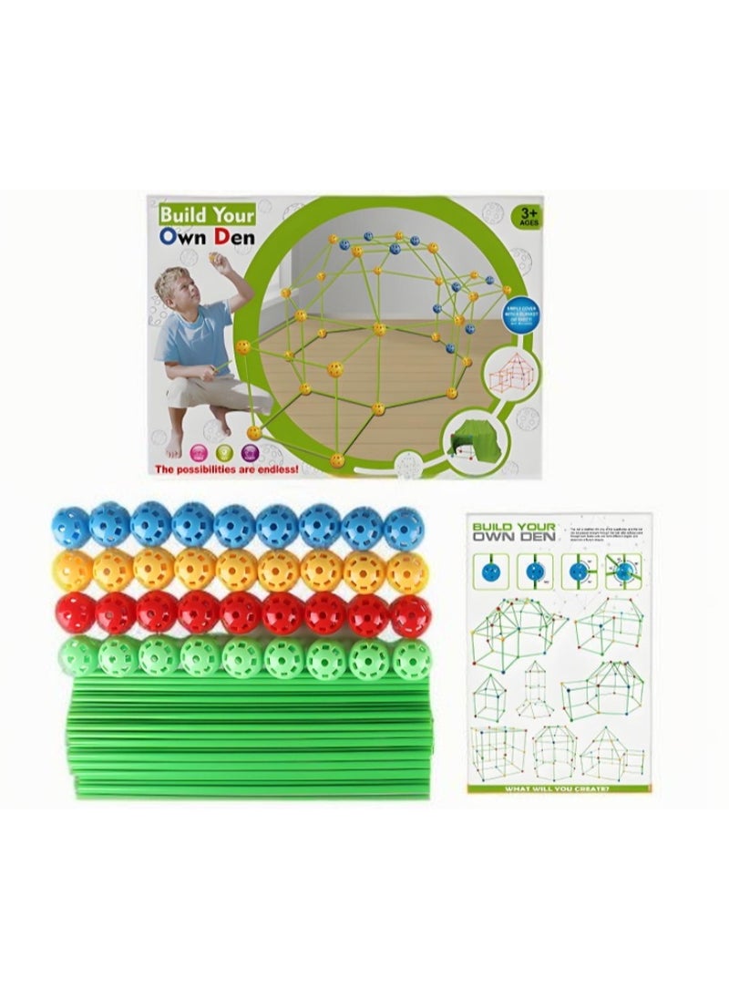 Fort Building Kit for Kids, 87Pcs Creative STEM Building Toys, Educational Learning Toy Gift for 3 4 5 6 7 8 9+ Years Old Boys and Girls, Ultimate Creative Set for Castles, Play Tent Indoor Outdoor  - Image 1