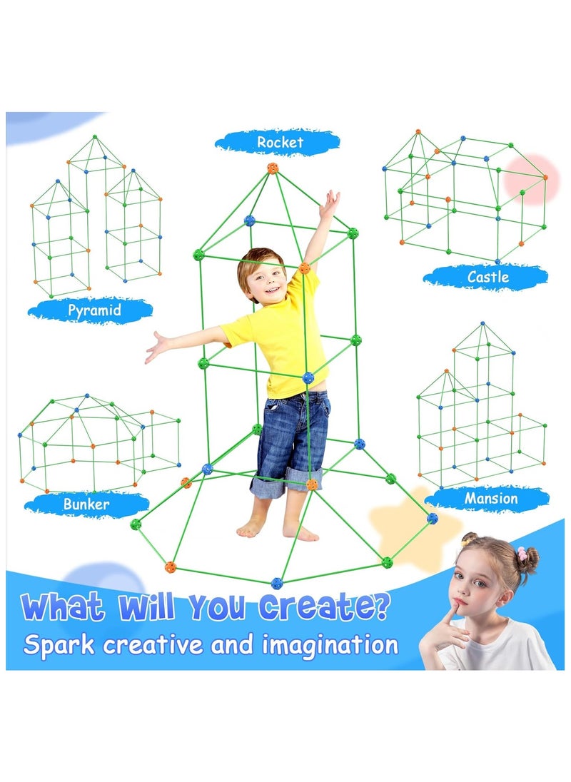 Fort Building Kit for Kids, 87Pcs Creative STEM Building Toys, Educational Learning Toy Gift for 3 4 5 6 7 8 9+ Years Old Boys and Girls, Ultimate Creative Set for Castles, Play Tent Indoor Outdoor  - Image 4