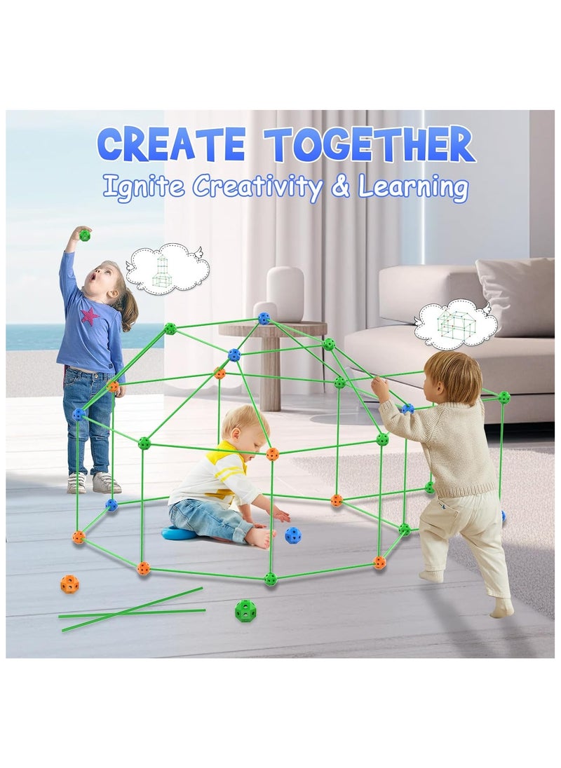 Fort Building Kit for Kids, 87Pcs Creative STEM Building Toys, Educational Learning Toy Gift for 3 4 5 6 7 8 9+ Years Old Boys and Girls, Ultimate Creative Set for Castles, Play Tent Indoor Outdoor  - Image 5